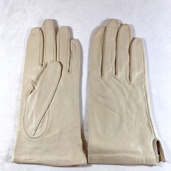isotoner Accessories Vintage Cream Leather Gloves With Silk Lining